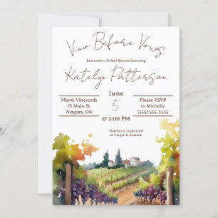 Vino Before Vows, Weinberg Brautparty Einladung