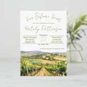 Vino Before Vows, Weinberg Brautparty Einladung (Stehend Vorderseite)