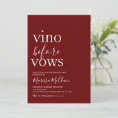 Vino Before Vows Weineinladung Einladung (Stehend Vorderseite)