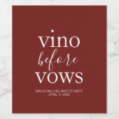 Vino Before Vows Weinetikett | Burgundy Red (Einzelnes Label)