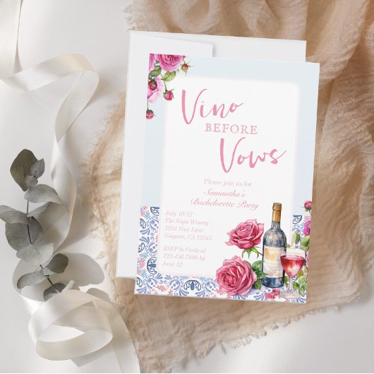 Vino Before Vows Weinkeller Bachelorette Einladung