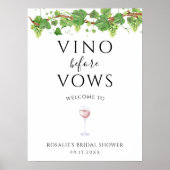 Vino Before Vows Weinkellerei Brautparty Begrüßung Poster (Vorne)