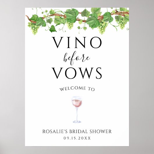 Vino Before Vows Weinkellerei Brautparty Begrüßung Poster (Vorne)