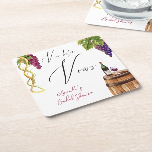 Vino Before Vows Weinkellerei Brautparty Dekoratio Rechteckiger Pappuntersetzer (angewinkelt)