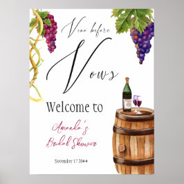 Vino Before Vows Weinkellerei Brautparty Willkomme Poster