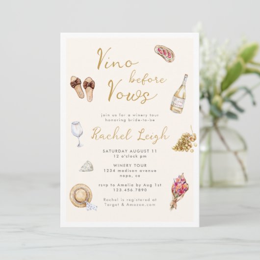 Vino Before Vows Weinkellerei Piazza della Riforma Einladung (Stehend Vorderseite)