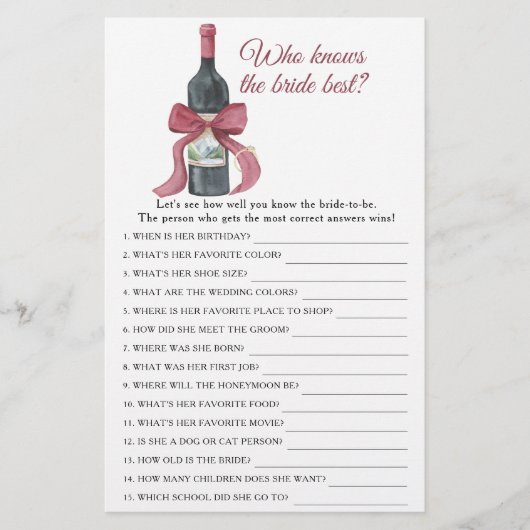 Vino before Vows Who knows the bride best (Vorderseite)