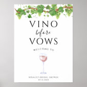 Vino Before Vows Wine Brautparty Begrüßungszeichen Poster (Vorne)