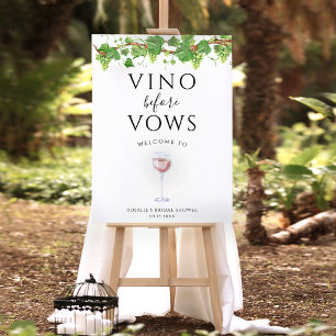 Vino Before Vows Wine Brautparty Begrüßungszeichen Poster