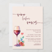 Vino Before Vows Wine Brautparty Burgund Einladung (Vorderseite)