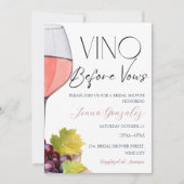 Vino Before Vows Wine Brautparty Couple Einladung (Vorderseite)