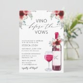 Vino Before Vows Wine Bridal Dusche Einladung (Stehend Vorderseite)