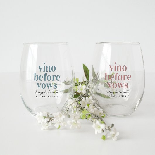 Vino Before Vows Wine Country Junggeselinnen-Absch Weinglas Ohne Stiel