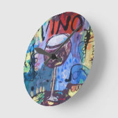 Vino-Blues Runde Wanduhr (Winkel)