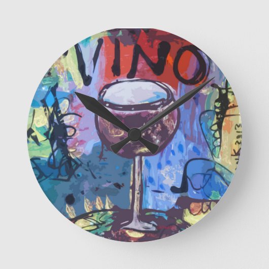 Vino-Blues Runde Wanduhr (Vorderseite)