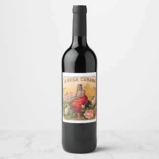 Vino botella La Rosa Cubana Diseño Vintag Kuba Weinetikett