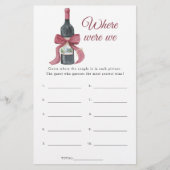 Vino Bridal shower Where were we game (Vorderseite)