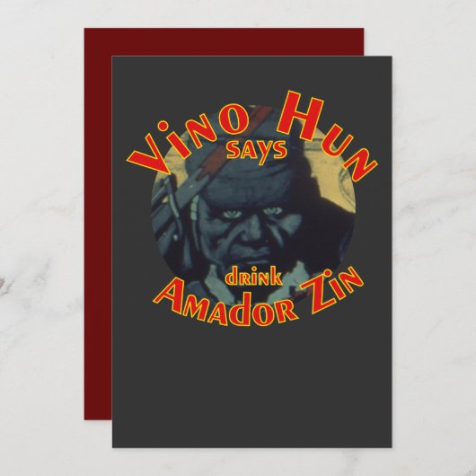 Vino Hun sagt trinken Amador Zin Zinfandel Einladung (Vorne/Hinten)