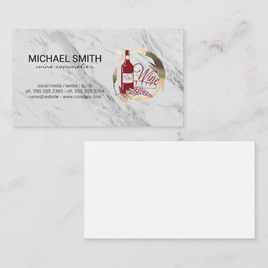 Vino Marmor und Gold Ring Stain Visitenkarte (Vorne/Hinten)