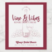 Vino & Vibes Brautparty Weinetikett (Einzelnes Label)