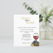 Vino vor dem Gelöbnis Brautdusche Einladung (Stehend Vorderseite)