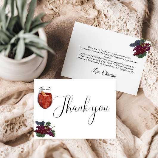 Vino vor dem Gelöbnis Brautparty Danke Karte