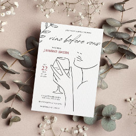 Vino vor dem Gelöbnis Elegantes Schwarz-Weiß-Braut Einladung