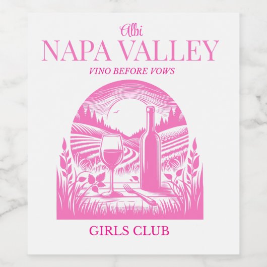Vino vor dem Gelöbnis Napa Tal rosa Weinetikett (Einzelnes Label)