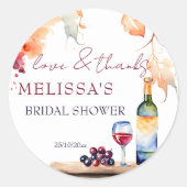 Vino vor dem Gelöbnis Weingut Brautparty Gunst Runder Aufkleber (Vorderseite)