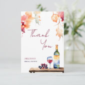 Vino vor dem Gelöbnis Weinkellerei Brautparty Dankeskarte (Stehend Vorderseite)