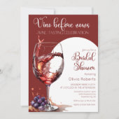 Vino vor dem Versprechen Weinverkostung Brautparty Einladung (Vorderseite)
