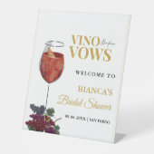 Vino Vor dem Vows-Brautparty Begrüßungszeichen Sockelschild (Vorderseite)