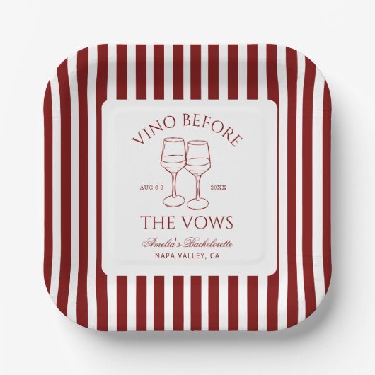Vino vor den Vows Bachelorette Weekend Pappteller (Vorderseite)