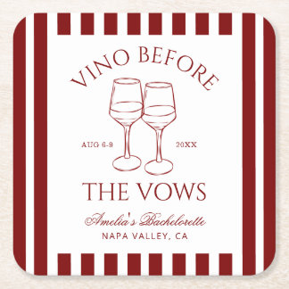 Vino vor den Vows Bachelorette Weekend Rechteckiger Pappuntersetzer