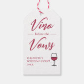Vino Vor den Vows Brautparty/Bachelorette Geschenkanhänger (Vorderseite)