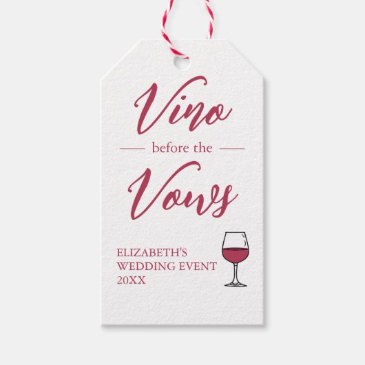 Vino Vor den Vows Brautparty/Bachelorette Geschenkanhänger (Vorderseite)