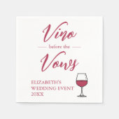 Vino Vor den Vows Brautparty/Bachelorette Serviette (Vorderseite)