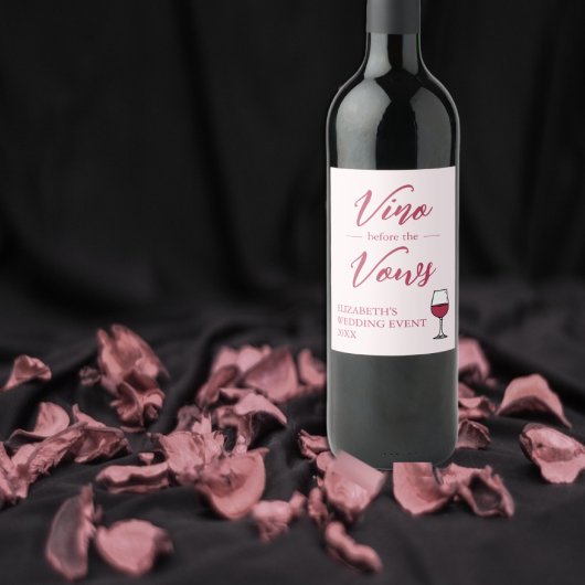Vino Vor den Vows Brautparty/Bachelorette Weinetikett