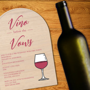 Vino vor den Vows vor der Hochzeit Begrüßung Party Acryleinladungen