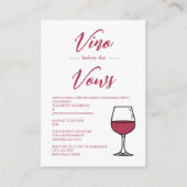 Vino vor den Vows vor der Hochzeit Begrüßung Party Begleitkarte (Vorderseite)
