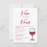 Vino vor den Vows vor der Hochzeit Begrüßung Party