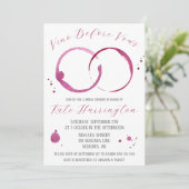 Vino vor den Vows, Wein, Weinstöcke, Brautparty Einladung (Stehend Vorderseite)