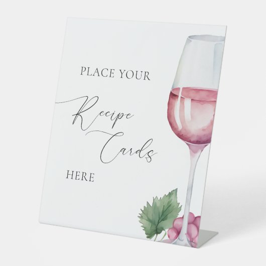 Vino vor Vows Brautparty Rezept Karten Sockelschild (Vorderseite)