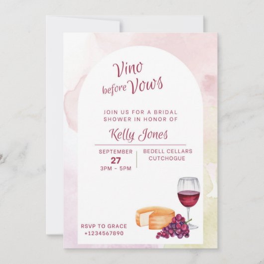 Vino vor Vows Bridal Dusche Einladung (Vorderseite)