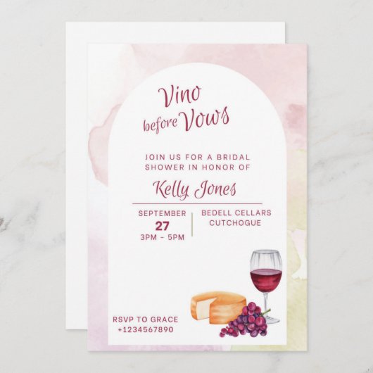 Vino vor Vows Bridal Dusche Einladung (Vorne/Hinten)