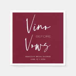 Vino vor Vows Burgundy Red Bachelorette Bridal Serviette