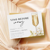 Vino vor Vows Elegantes Brautparty Wasserfarben Einladung