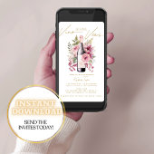 Vino vor Vows Elegantes Brautparty Wasserfarben Einladung