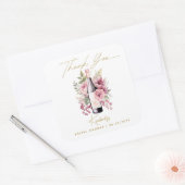 Vino vor Vows Elegantes Brautparty Wasserfarben Quadratischer Aufkleber (Umschlag)