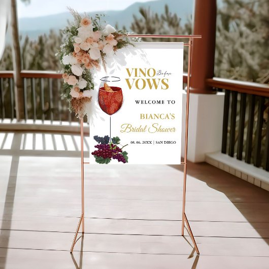 Vino vor Vows Floral Brautparty Willkommen Poster